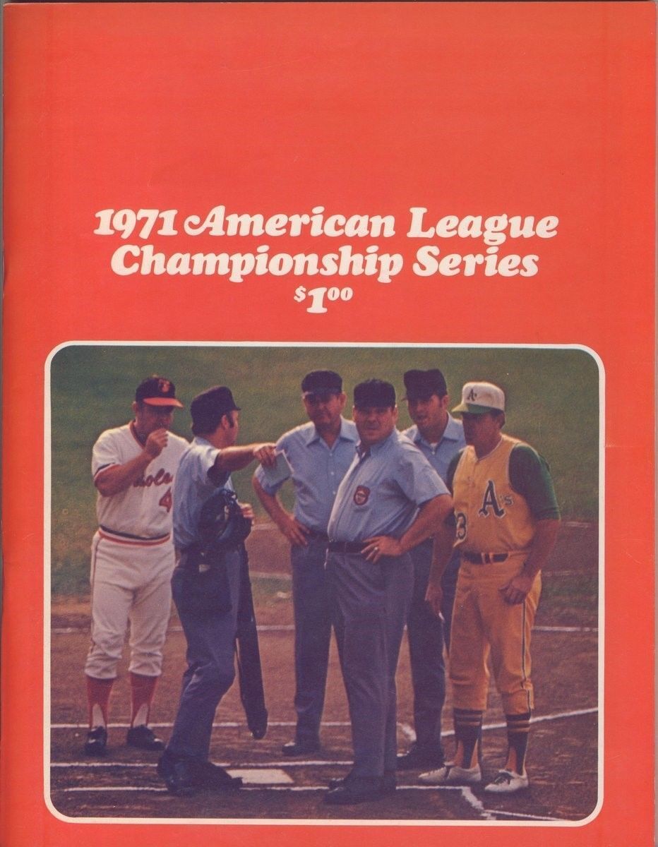 1971 ALCS Orioles V. A's Official Baseball Program Neatly Scored 128924