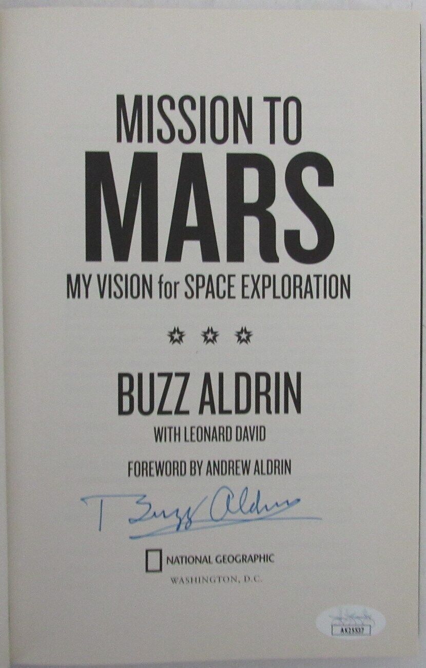 Buzz Aldrin Autographed/Signed Moon Man  "Mission To Mars" Book JSA 179874