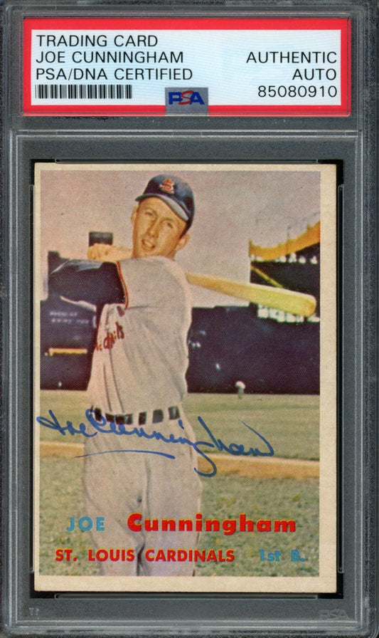 Joe Cunningham Signed 1957 Topps Trading Card #304 Cardinals PSA/DNA 184009