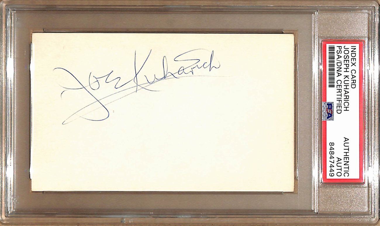 Joe Kuharich Autographed 3x5 Index Card Notre Dame PSA/DNA 179064