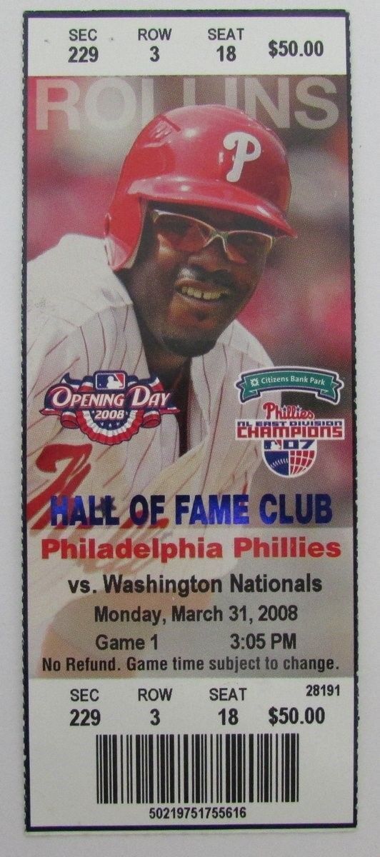 2008 Philadelphia Phillies Opening Day Unused Ticket 3-31 128029