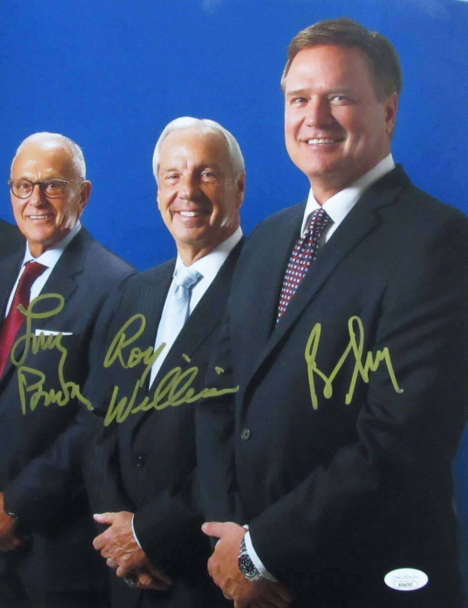 Larry Brown/Bill Self/Roy Williams Multi-Autographed 11x14 Photo Kansas JSA