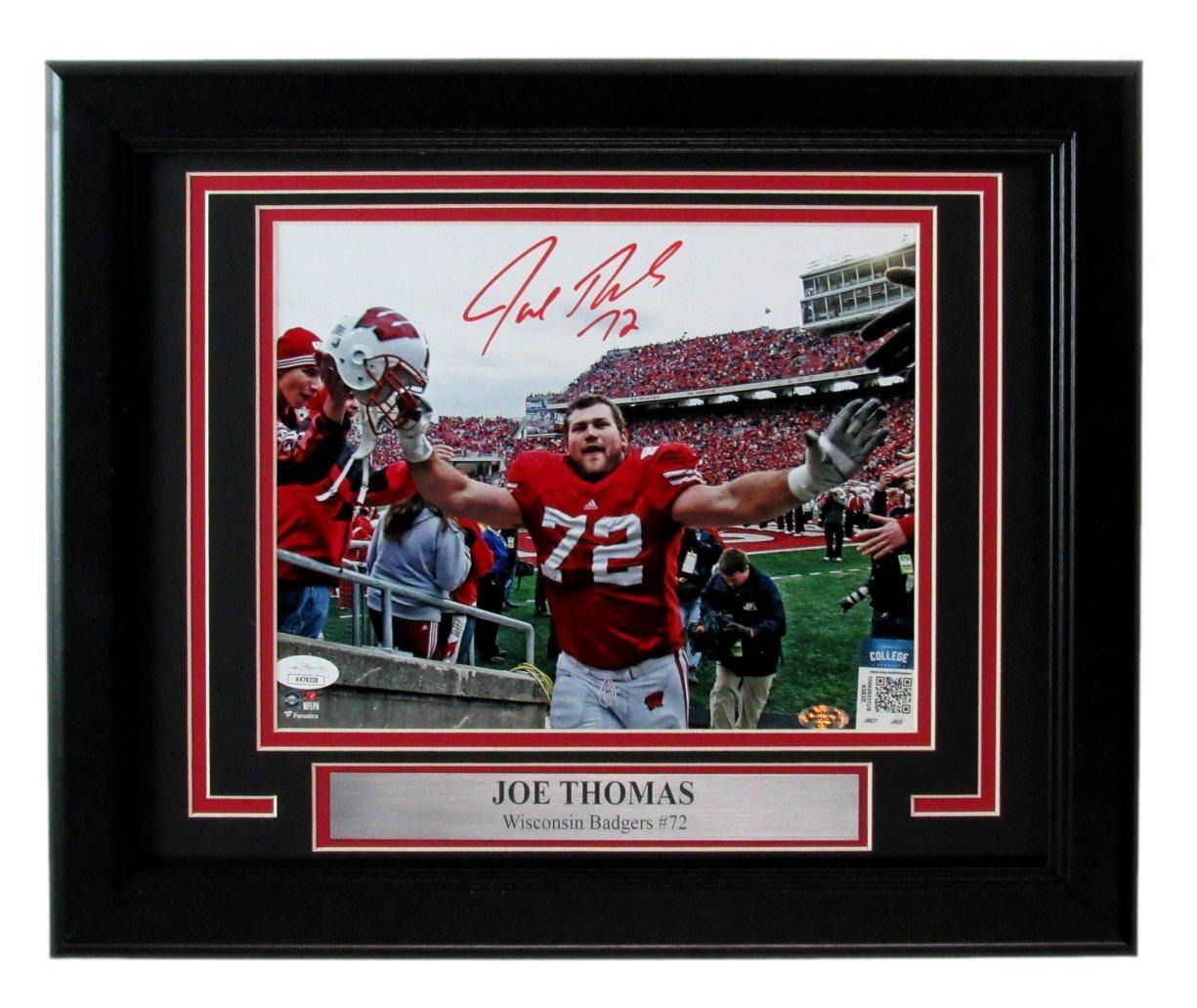 Joe Thomas Autographed 8x10 Photo University of Wisconsin Framed JSA 180981