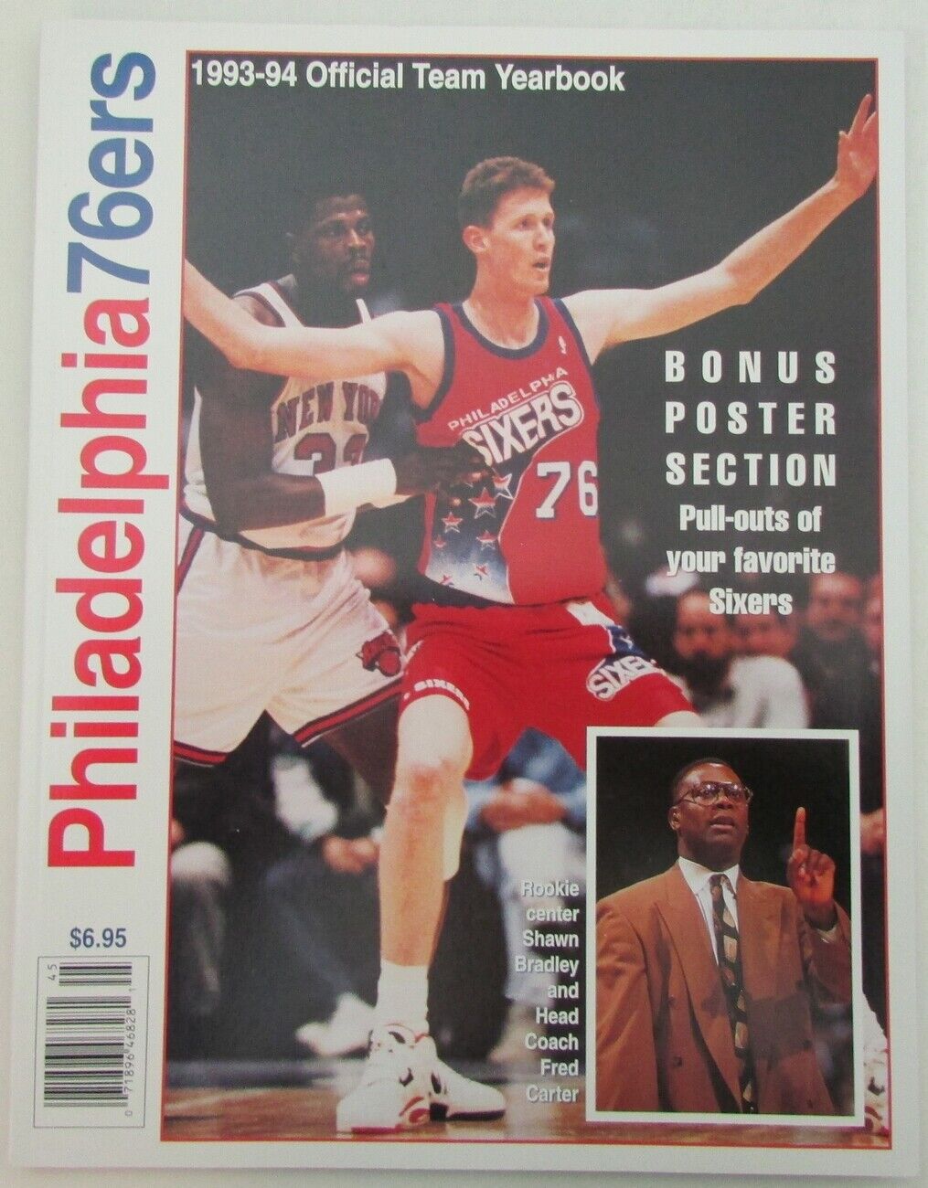 1993-94  Philadelphia 76ers Official Yearbook Shawn Bradley Cover 156593