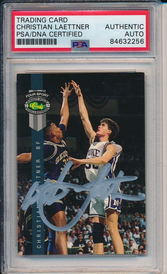 1992 Classic Four Draft Pick Christian Laettner #38 Card Signed Duke PSA/DNA