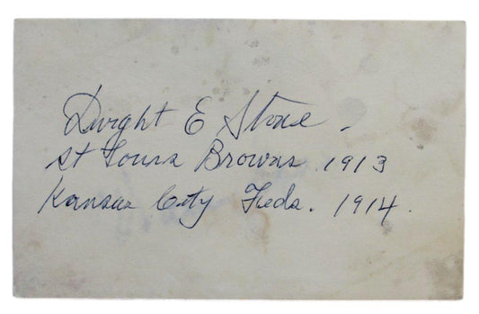 Dwight Stone 1913 St. Louis Browns Autographed/Signed 3x5 Index Card