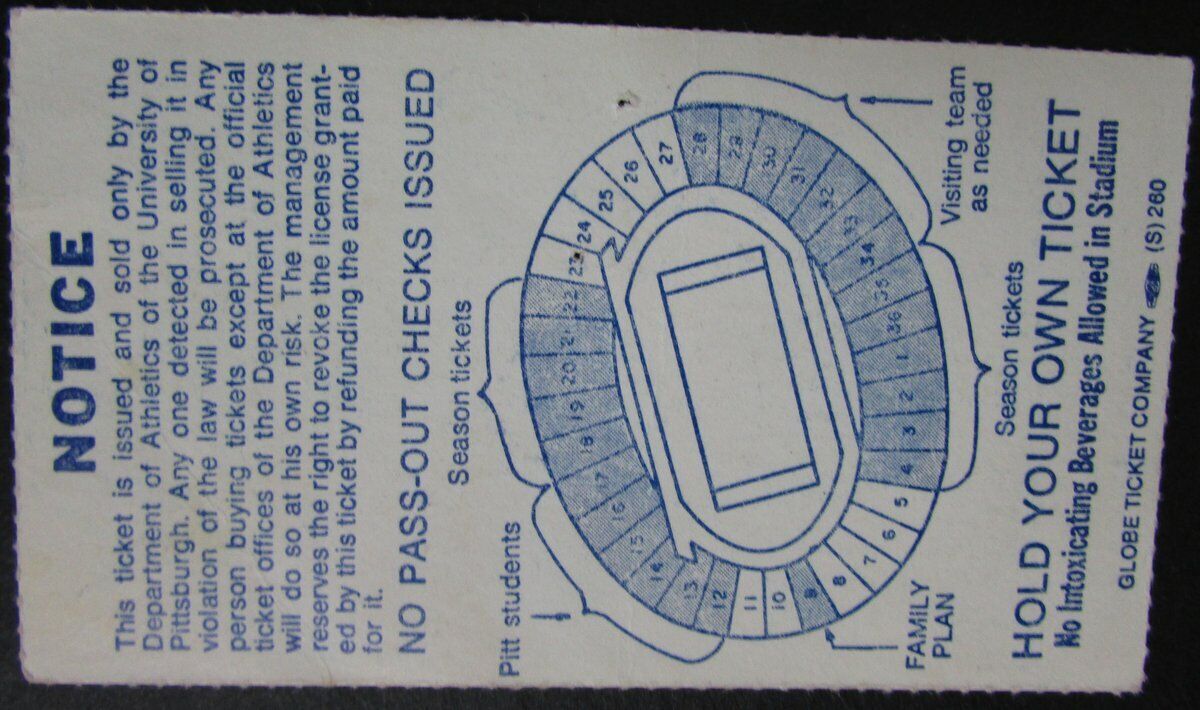 1976 Pitt Nat. Champs  vs. Miami Fla. Ticket Stub 10/16/76 @ Pitt Stadium 145443