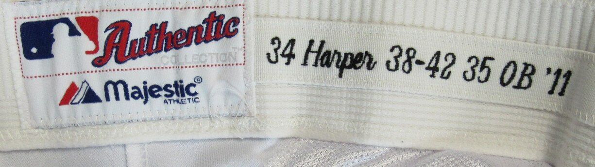 Bryce Harper Game Used White Majestic Authentic Baseball Pants 2011 Harrisburg