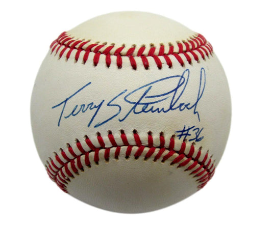 Terry Steinbach Autographed OAL Baseball A;s  Twins JSA 179750