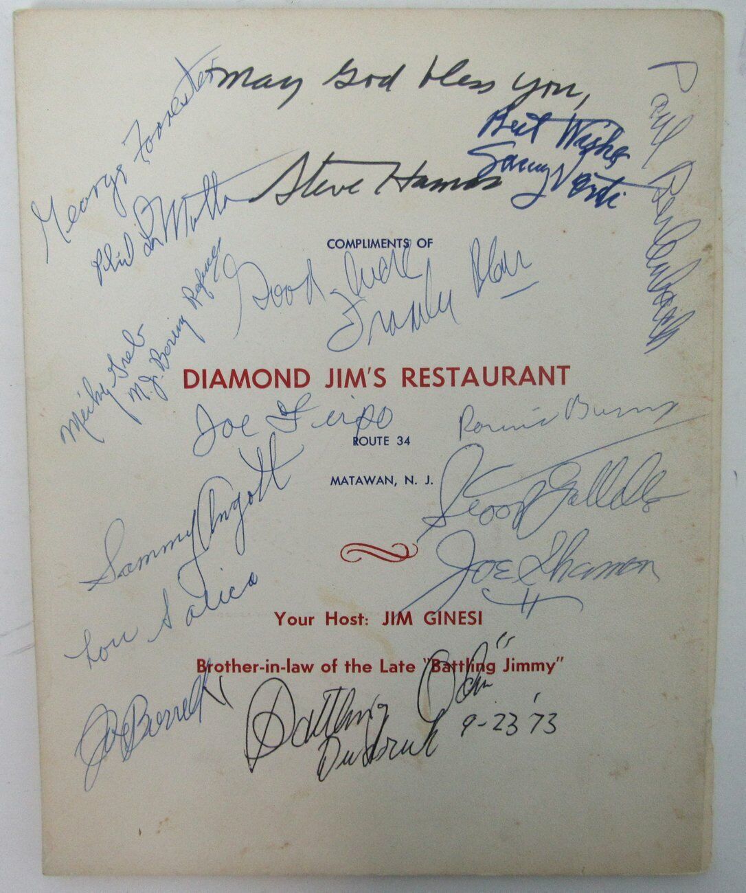 1973 New Jersey Boxing Hall of Fame Multi Signed On Back Dinner Program 153810