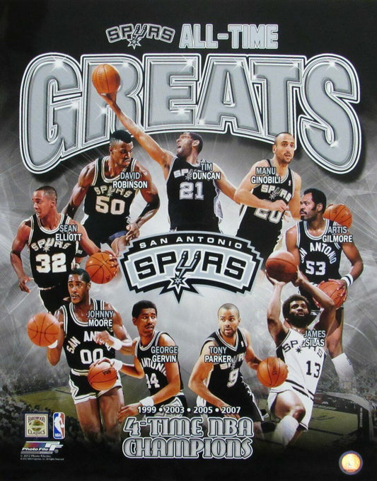 San Antonio Spurs All Time Greats Unsigned 16x20 Photo photofile  162795