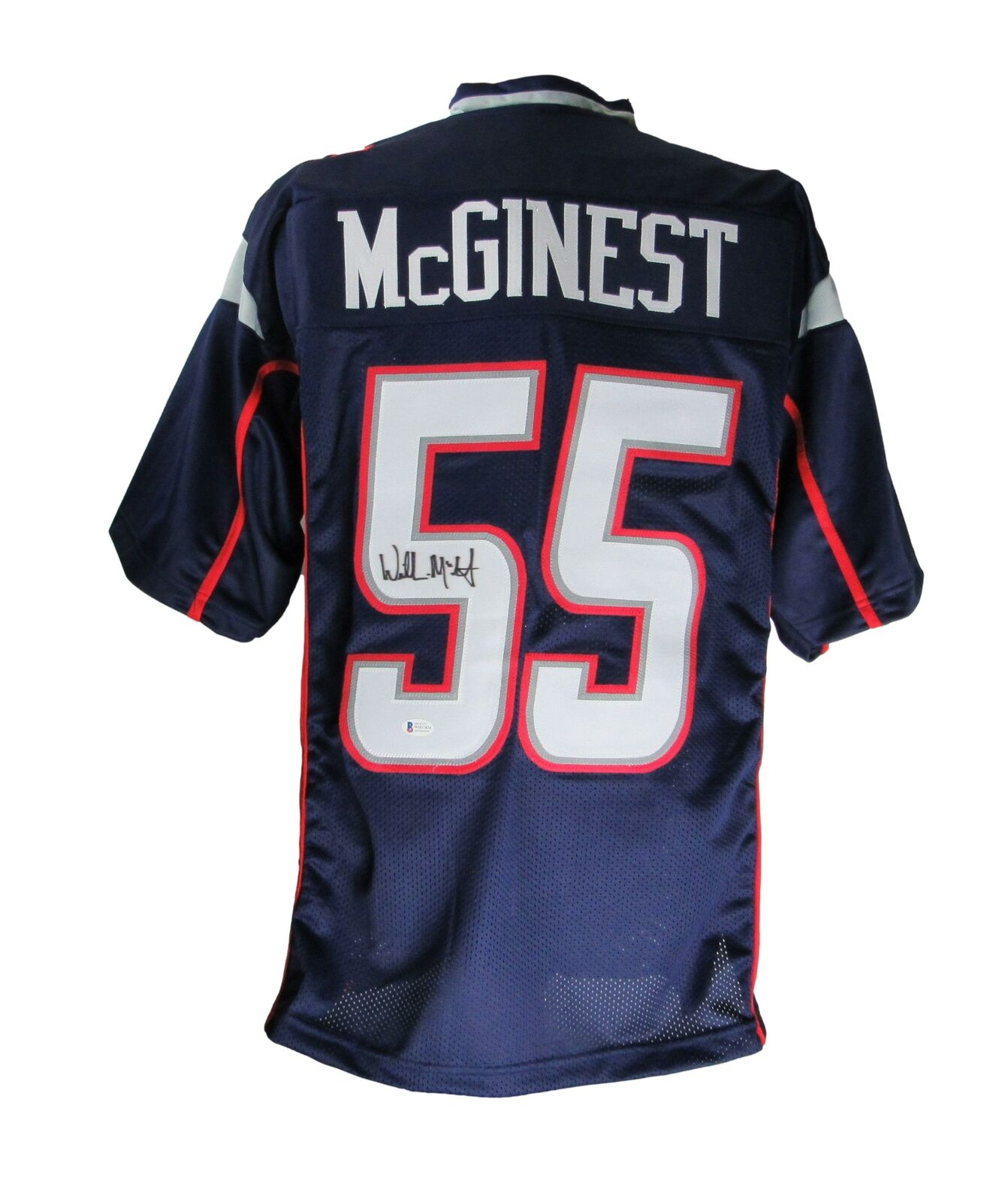 Willie McGinest Signed/Autographed Patriots Custom XL Blue Jersey Beckett 165729