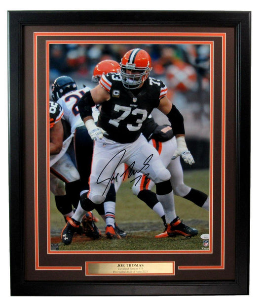 Joe Thomas HOF Autographed 16x20 Photo Cleveland Browns Framed JSA 180506