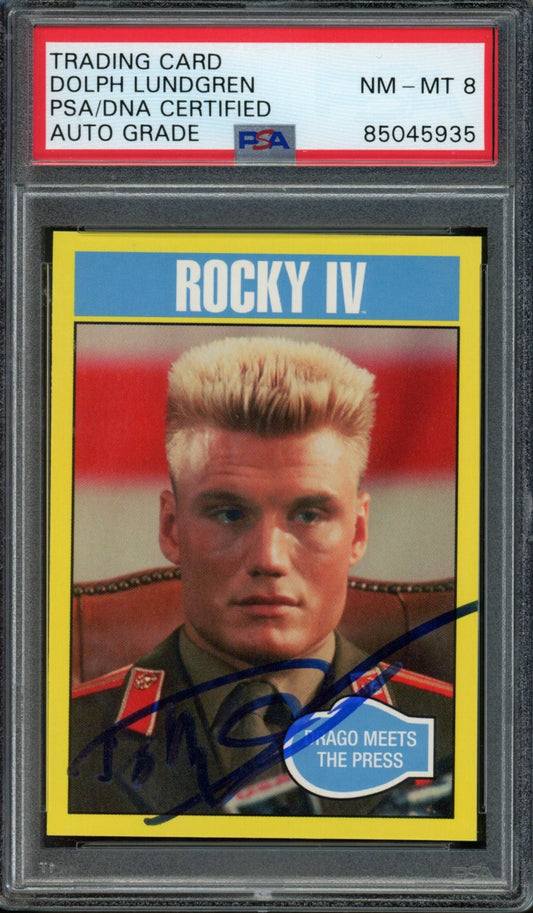 Dolph Lundgren Autographed 2016 Rocky IV Trading Card #159 PSA/DNA NM-MT 8