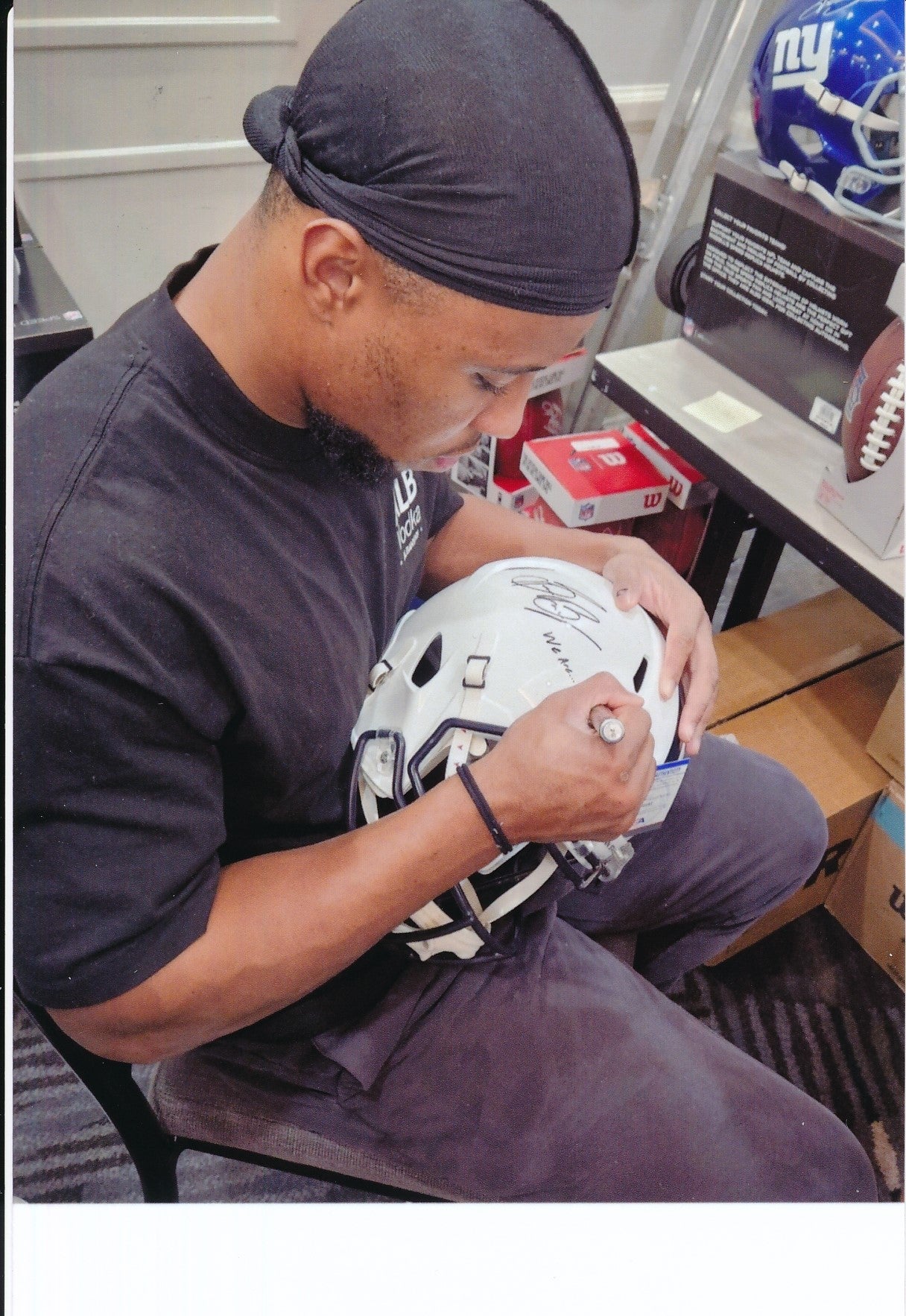 Saquon Barkley Autographed/Inscr Full Size Replica Helmet Penn State PSA/DNA
