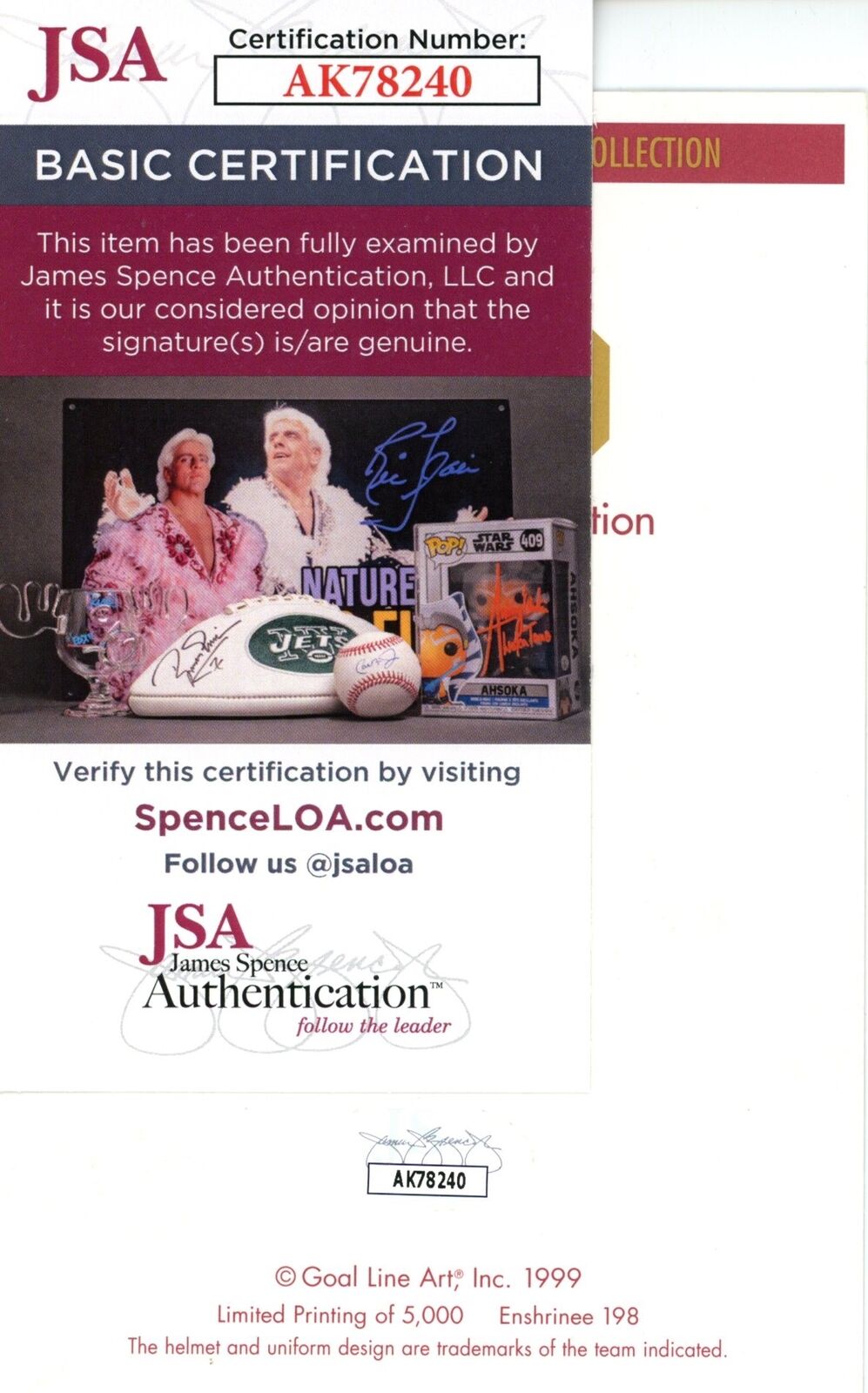 Billy Shaw HOF Autographed/Inscr Goal Line Art GLAC Postcard Bills JSA 181000