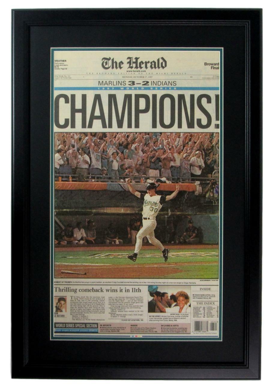 The Herald Miami Marlins 1997 World Series Champs Framed Newspaper 152296