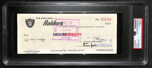 AL Davis Signed/Autographed 1977 Oakland Raiders Check JSA