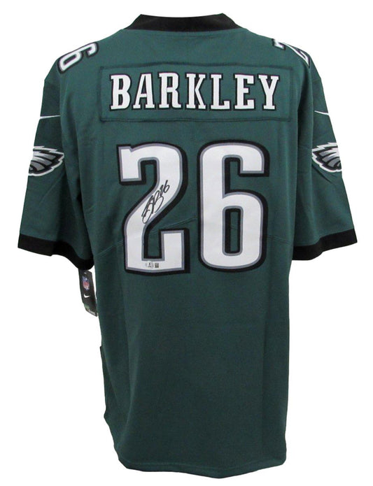 Saquon Barkley Autographed Nike Green Football Jersey Eagles Beckett 190148
