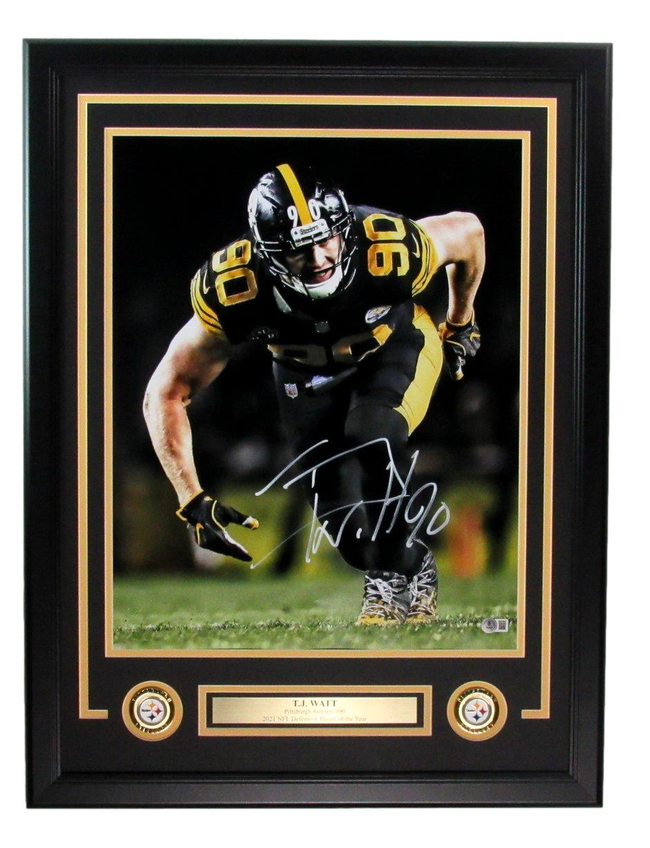 T.J. Watt Signed 16x20 Photo Pittsburgh Steelers Framed Beckett 186183