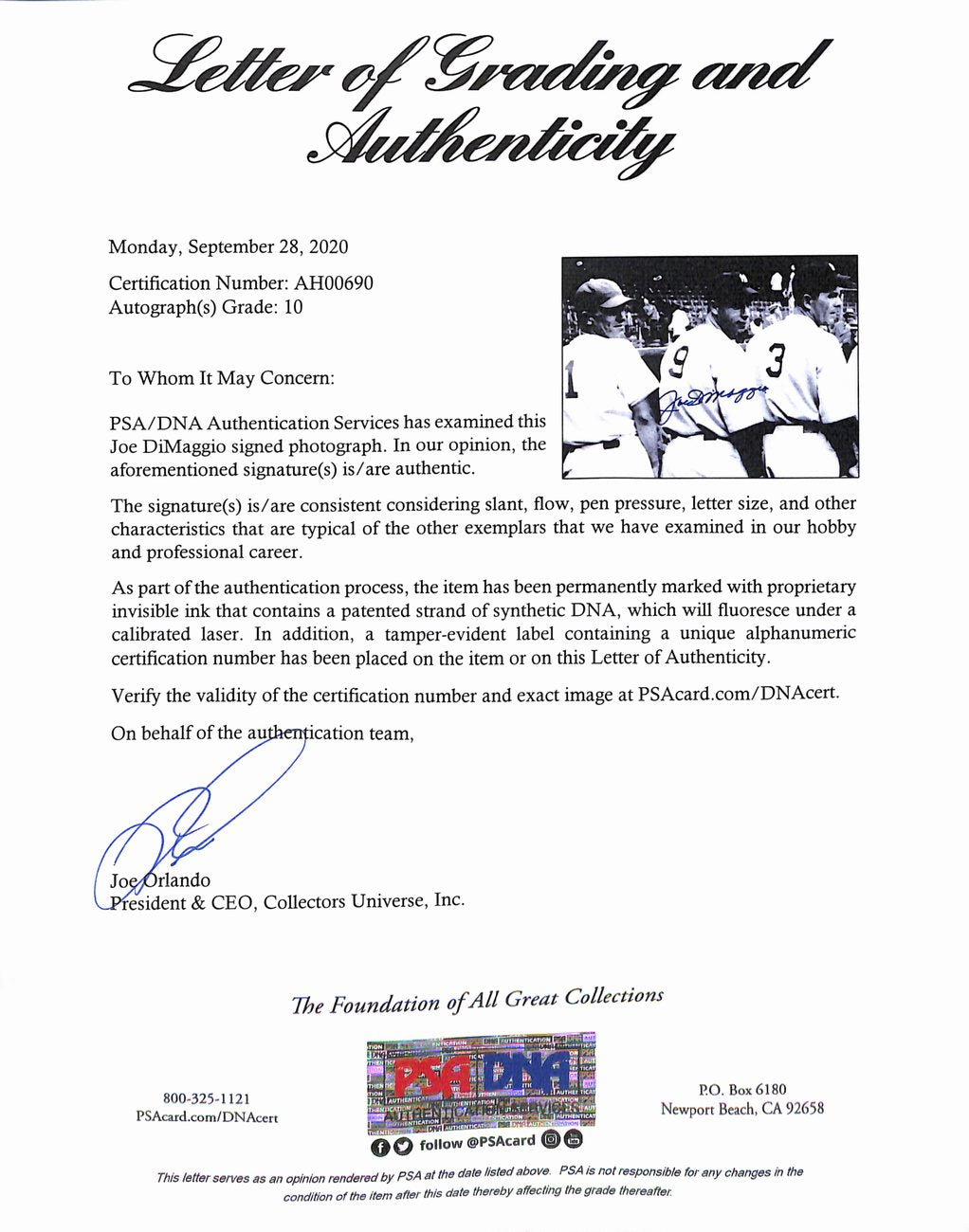Joe DiMaggio HOF Yankees Signed/Auto 11x14 1936 Photo Framed PSA/DNA 155569