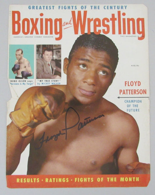 Floyd Patterson Signed/Auto Aug 1960's Boxing & Wrestling Cover JSA 193148
