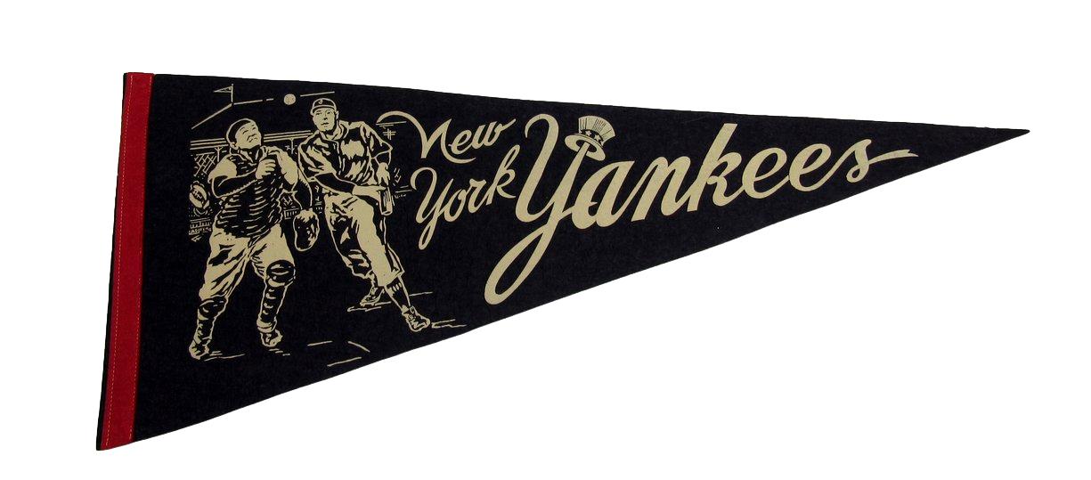 Vintage 1950's New York Yankees 12"X29" Navy Blue Pennant RARE 192294