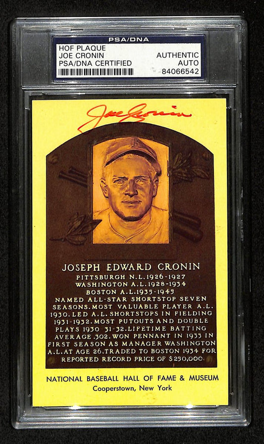 Joe Cronin Signed/Auto Hall of Fame Postcard Boston Red Sox PSA/DNA 193633