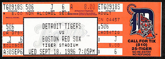 Sept 18, 1986 Tigers vs. Red Sox Full Ticket Roger Clemens 20 K's 193201