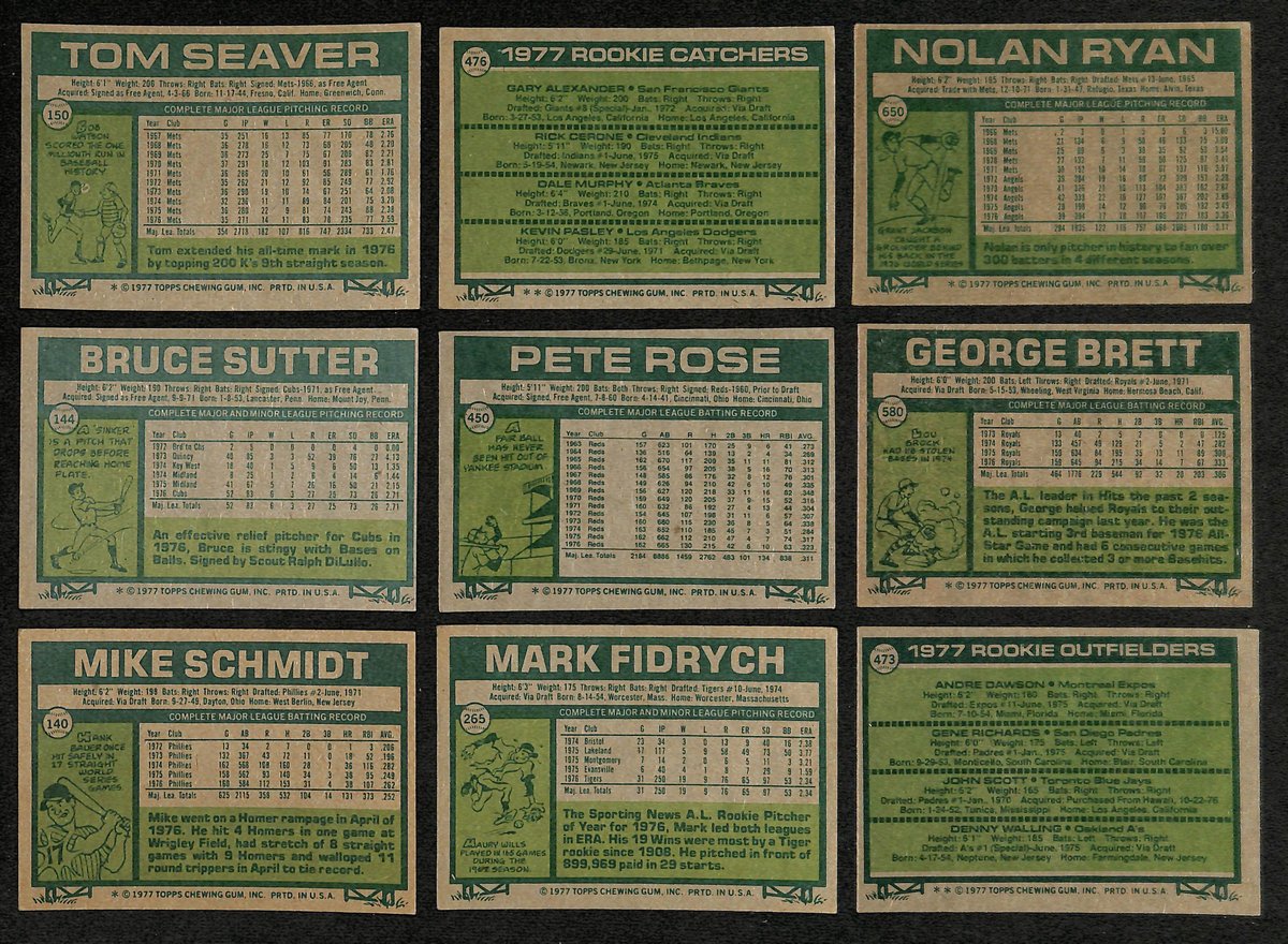 1977 Topps Baseball Complete Set (1-660) Ryan Dale Murphy RC Dawson RC 193609