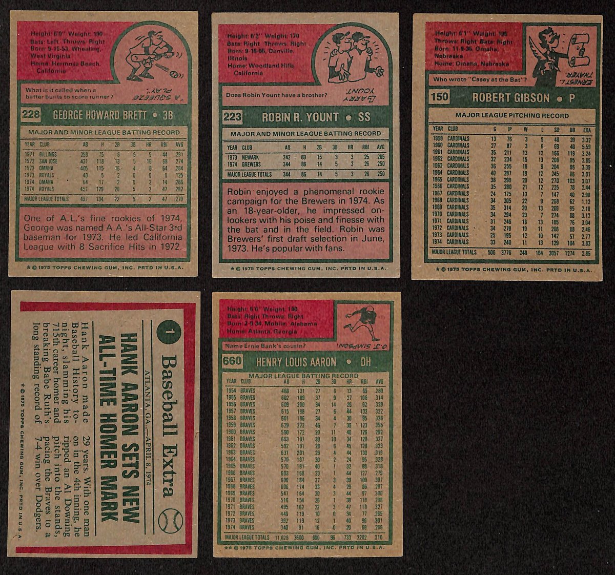 1975 Topps Baseball Card Complete Set (1-660) Brett Yount Aaron Schmidt 193611