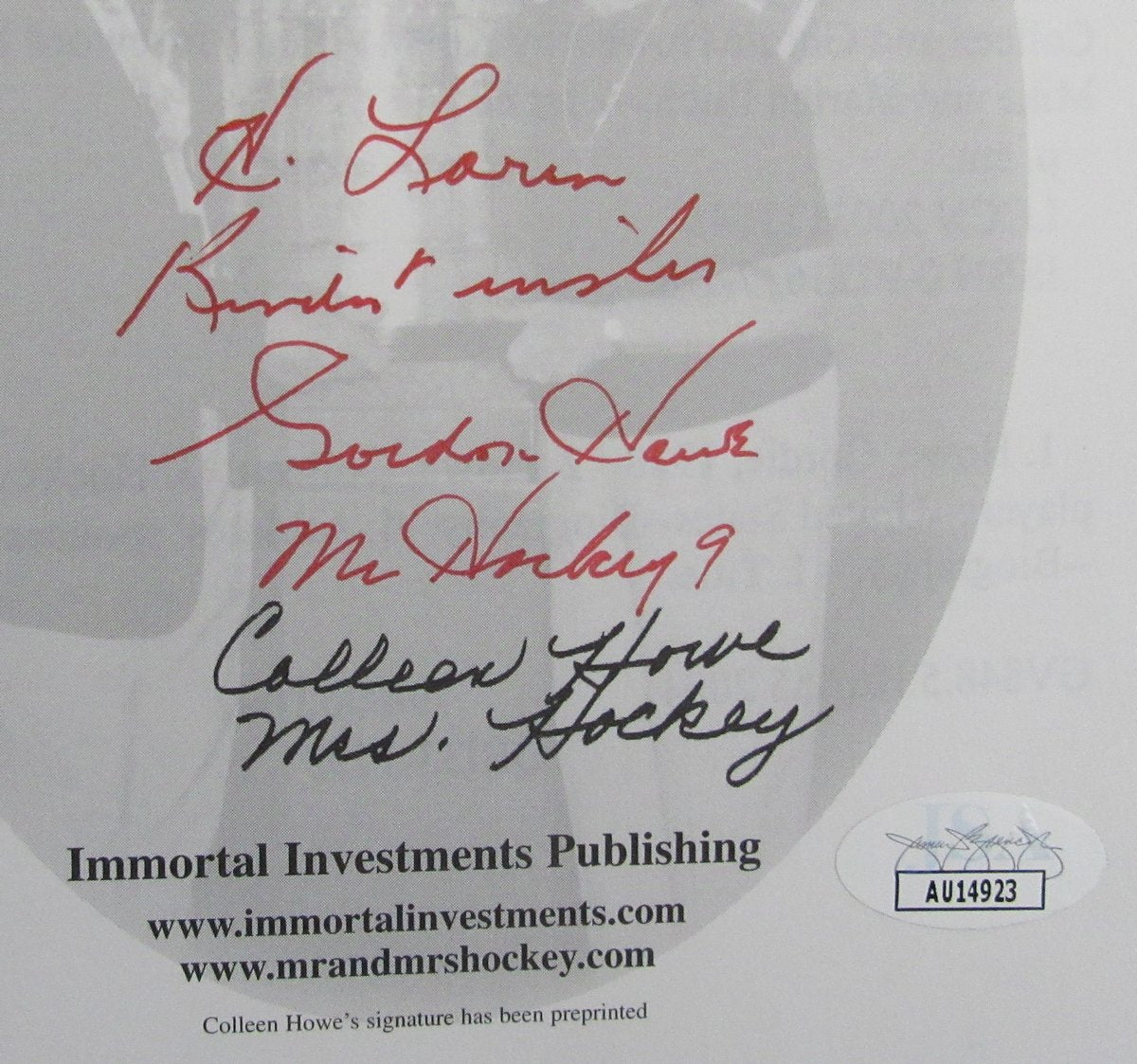 Gordie & Coleen Howe Signed/Autographed "Mr. & Mrs. Hockey" Book JSA 193642