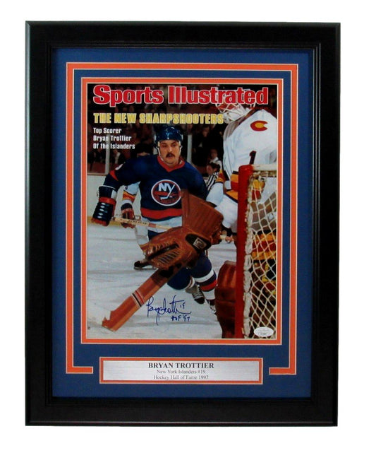 Bryan Trottier HOF Signed/Inscribed 11x14 Photo NY Islanders Framed JSA 192709