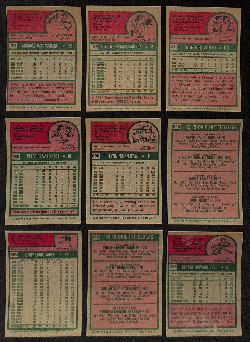 1975 Topps Baseball Card Complete Set (1-660) Brett Yount Aaron Schmidt 193606