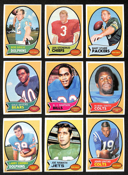 1970 Topps Football Card Complete Set (1-263) Simpson Namath Unitas 193610