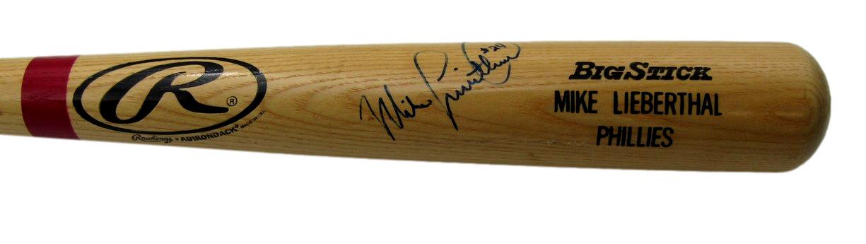 Mike Lieberthal Phillies Signed/Auto Blonde Big Stick Baseball Bat JSA 192638