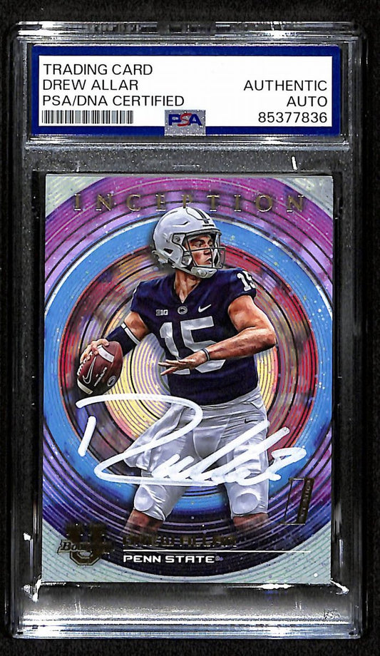 Drew Allar Penn State Signed 2022 Bowman U Inception RC Card #79 PSA/DNA 193568