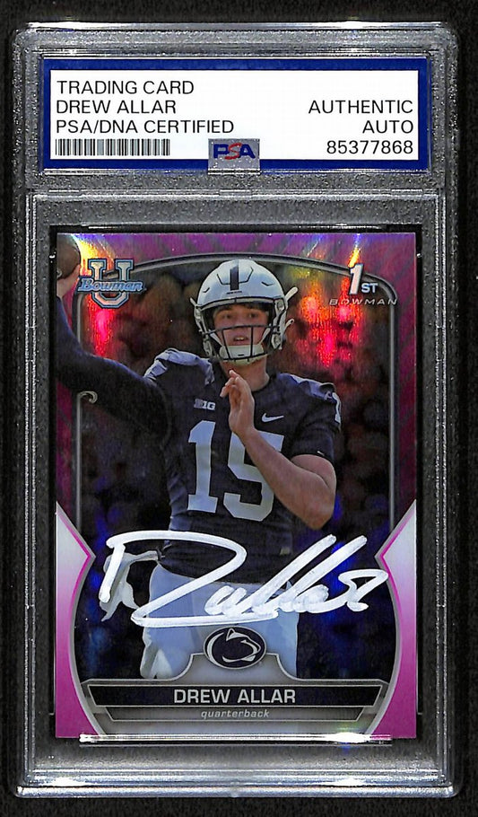 Drew Allar Penn State Signed 2022 Bowman U Pink Rookie Card #59 PSA/DNA 193571