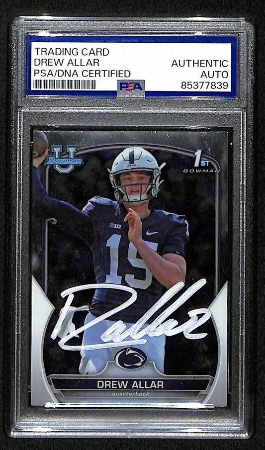 Drew Allar Penn State Signed 2022 Bowman U Chrome RC Card #59 PSA/DNA 193576