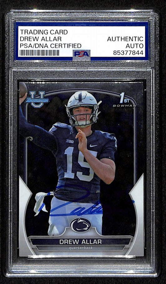 Drew Allar Penn State Signed 2022 Bowman U Chrome RC Card #59 PSA/DNA 193577