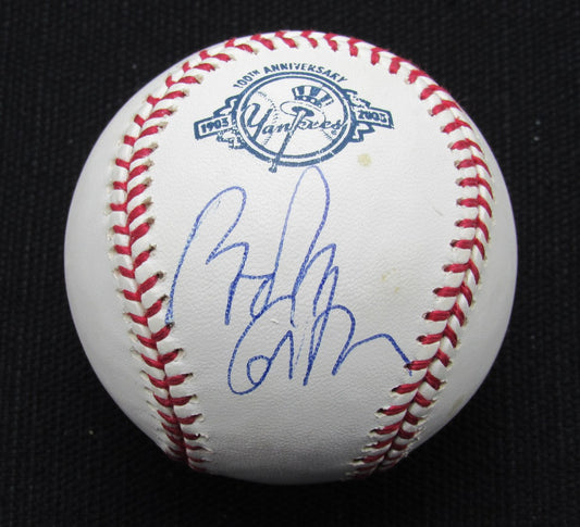 Bob Costas Signed/Auto OML Yankees 100th Anniversary Baseball JSA 186636
