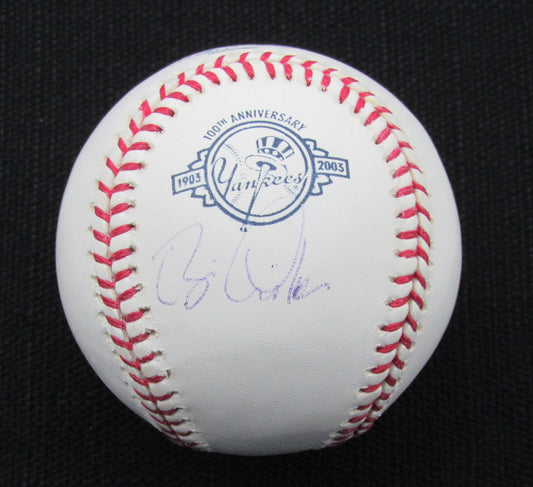 Brian Fisher Signed/Auto OML Yankees 100th Anniversary Baseball JSA 186678