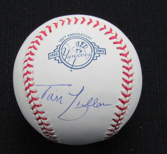 Tom Lollar Signed/Auto OML Yankees 100th Anniversary Baseball MAB 187107