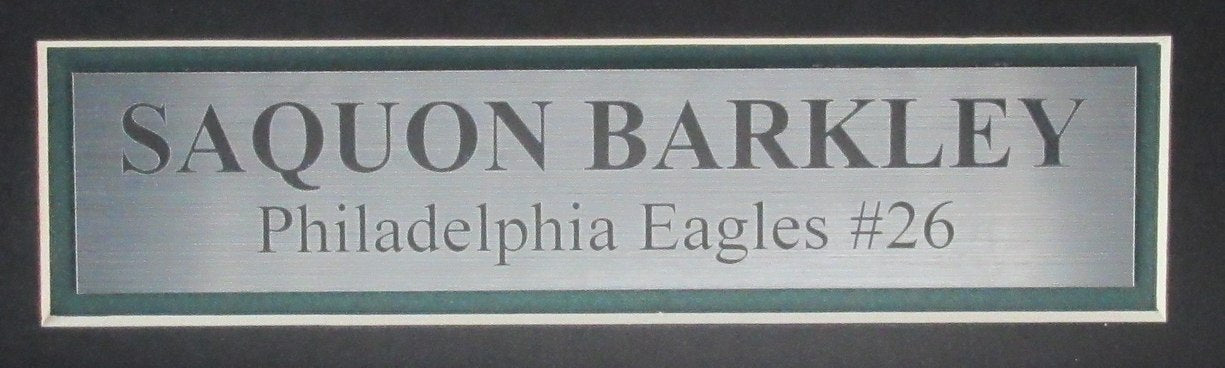 Saquon Barkley Signed/Auto Eagles Green Football Jersey Framed Beckett 193924