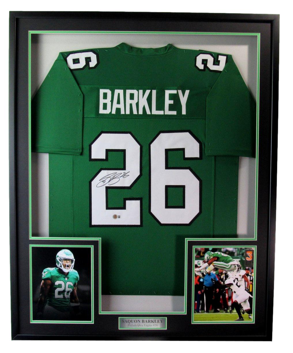Saquon Barkley Signed/Auto Eagles Kelly Football Jersey Framed Beckett 193925
