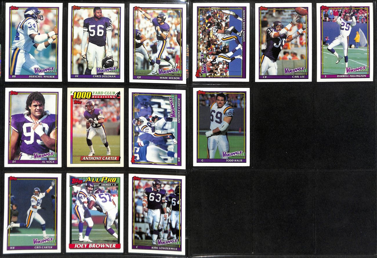 1991 TOPPS Football Minnesota Vikings Team Set (13) Cards 189290