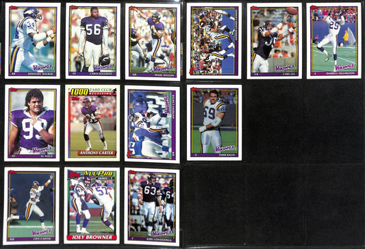 1991 TOPPS Football Minnesota Vikings Team Set (13) Cards 189290