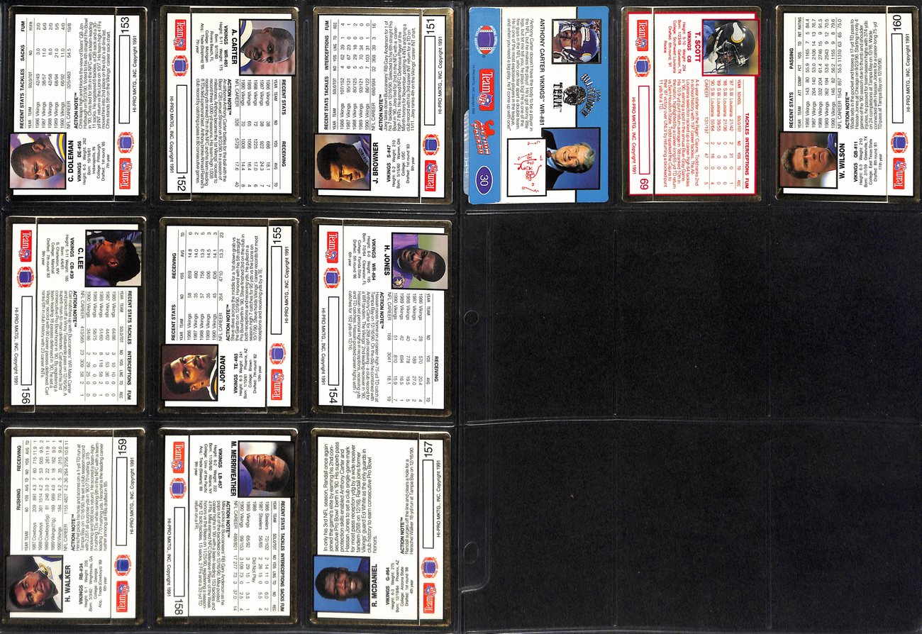 1991 Action Packed Football Minnesota Vikings Team Set (12) Cards 189291