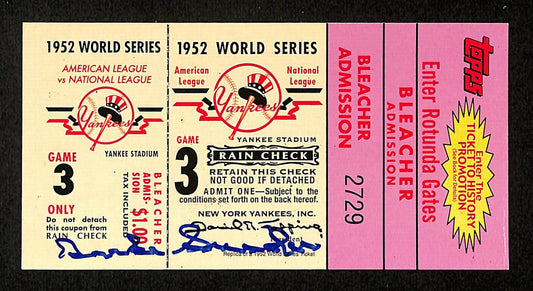 Duke Snider HOF Signed/Autographed Replica 1952 World Series Full Ticket 194146