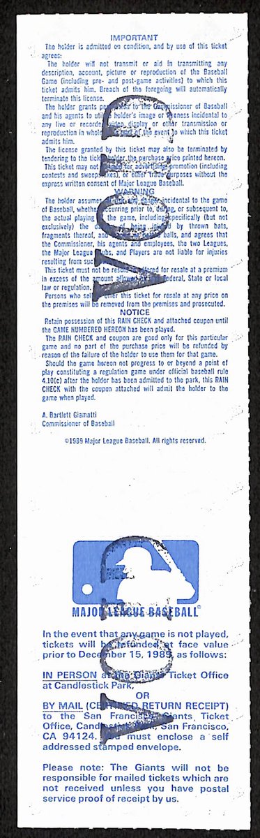 1989 World Series Game 5 Phantom Full Ticket SF Giants vs. Oakland A's 194140